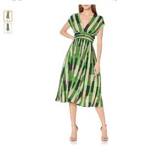 Tracy Reese Women's Abstract Print Fit and Flare Dress, Kelly Bricks, Small, NWT